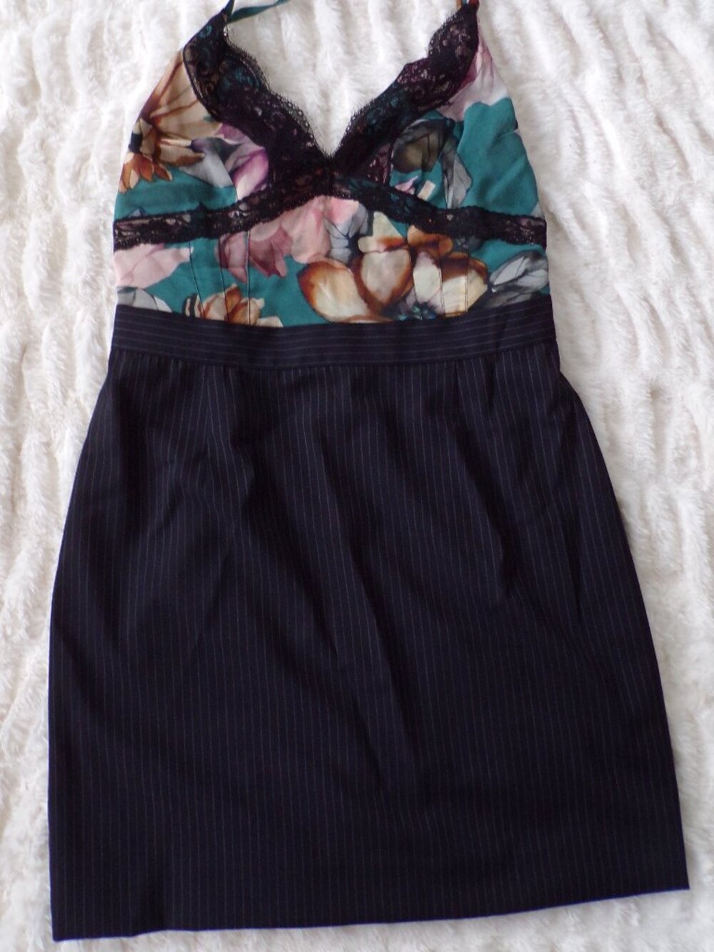D&G Floral spaghetti strap mini dress 42 wool silk lux blend y2k S - Picture 2 of 13